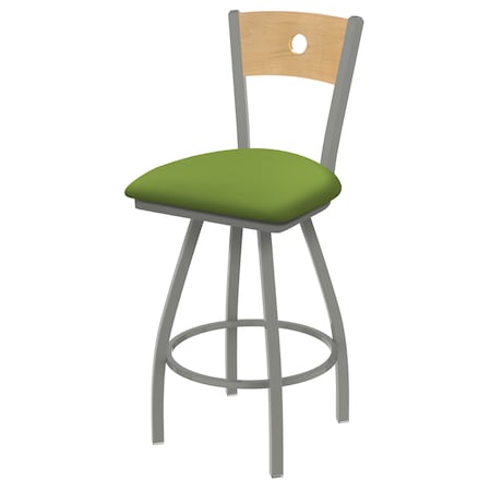 Holland Bar Stool Co 36" Swivel Counter Stool, Nickel Finish, Nat Back, Canter Green Seat X830